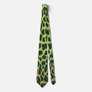 Gravata Leopardo Negro e Impressão Verde