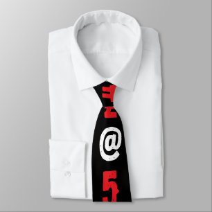 Gravata Letras modernas da moda em vermelho, preto e branc