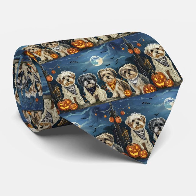 Gravata Lhasa Apso Halloween Assustador  (Rolled)