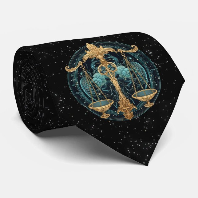 Gravata Libra Astrologia Zodiac Neck Tie (Rolled)