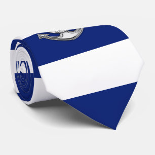 Gravata Lifesaver do cromo em listras de azuis marinhos