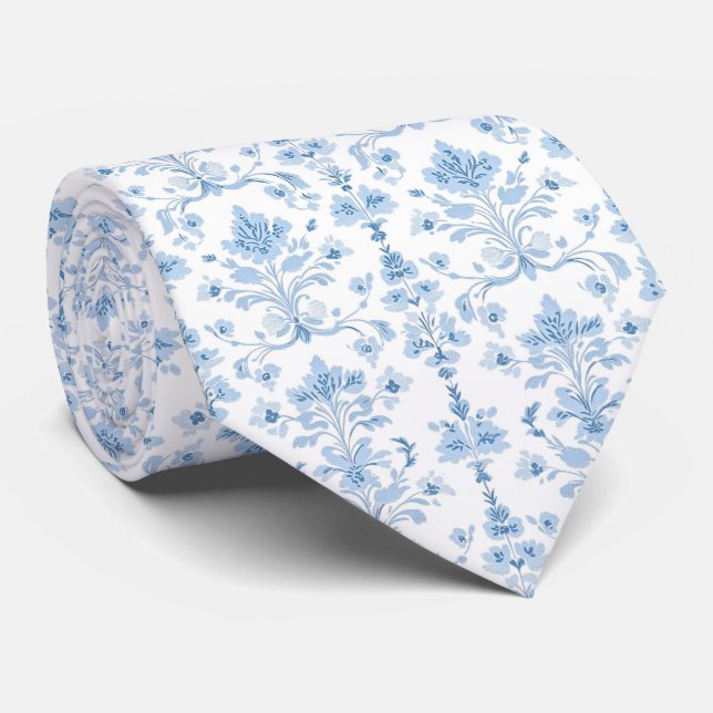 Gravata  Light blue white neck tie (Rolled)