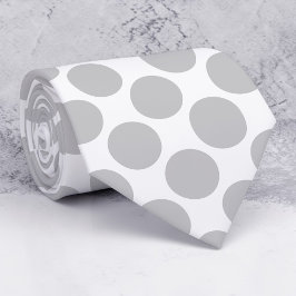 Gravata Light Grey Polka Dots on White Custom Necktie