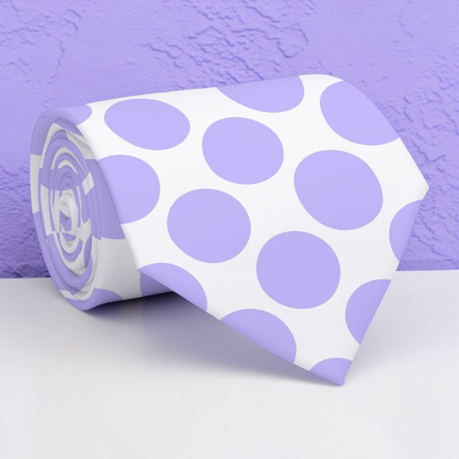 Gravata Light Violet Polka Dots on White Custom Necktie (Criador carregado)