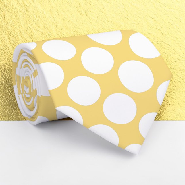 Gravata Light Yellow Jumbo Polka Dots Custom Necktie (Criador carregado)
