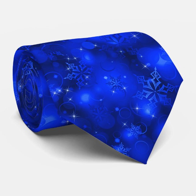 Gravata Lights and Snowflakes, Blue - Christmas Ties, (Rolled)