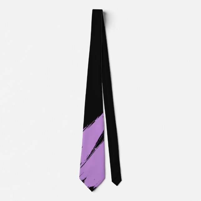 Gravata Lilac Brush Modern Black Background (Frente)