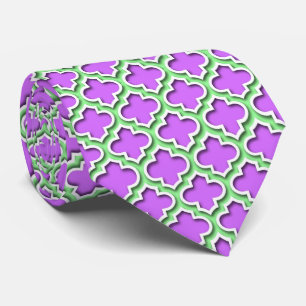 Gravata Lilac Mint Green White Quatrefoil Marroquino #5DS