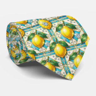 Gravata Limões de Amalfi Faux Silk Estilo de Luxo Design