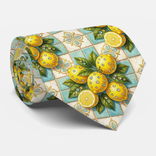 Gravata Limões de Amalfi Faux Silk Estilo de Luxo Design