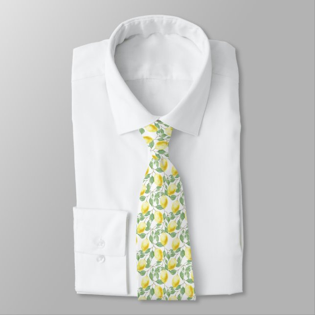 Gravata Limões e folhas de Design Necktie (Amarrado)