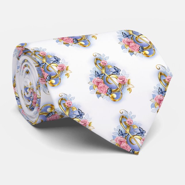 Gravata Limpa de árvore com rosas cor-de-rosa (Rolled)