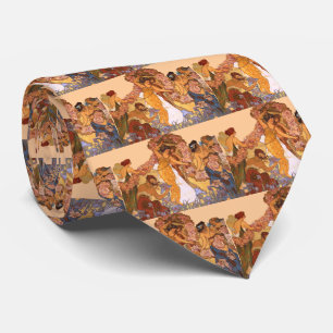 Gravata Linda Arte Nouveau Mulheres com Írisos e Rosas