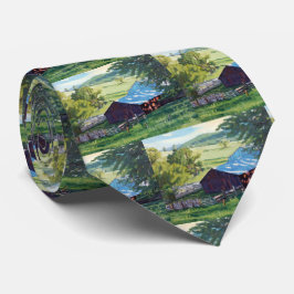 Gravata Linda Cena Rancheira Com Celeiro Colorido