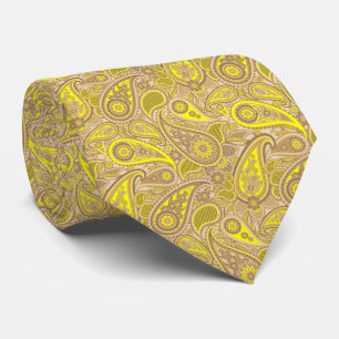 Gravata Lindo padrão de paisley marrom amarelo