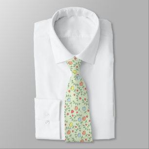 Gravata Lindo padrão floral desenhado à mão com corações