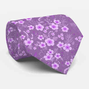 Gravata Lindo padrão floral roxo pequeno de verão