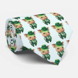 Gravata Lindo Porco Irlandês Verde em Roupas Elegantes