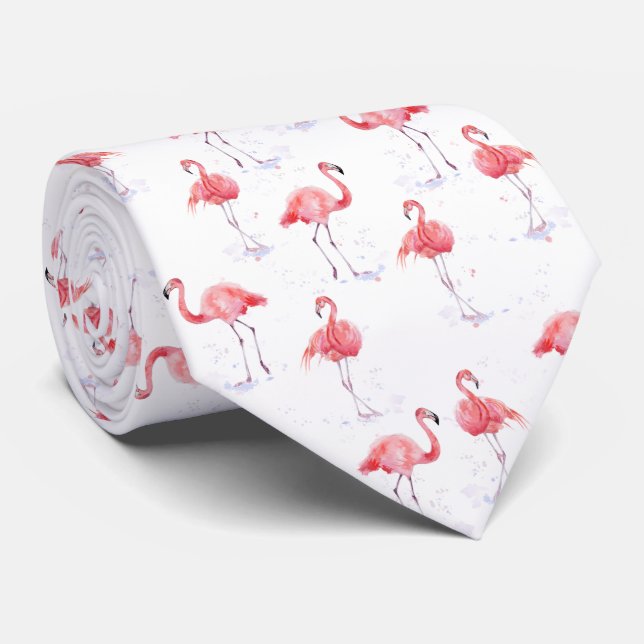 Gravata Lindos flamingos cor-de-rosa (Rolled)