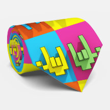 Linguagem de Sinal ASL Pixel Love Pop Neck Tie