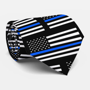 Gravata Linha Azul Fino da Polícia Local