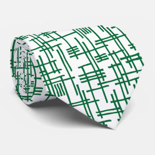 Gravata Linhas Abstratas 120923 - Verde Floresta em Branco