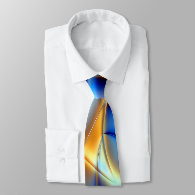 Gravata Linhas azuis e amarelas e de caracol lanuis (Amarrado)