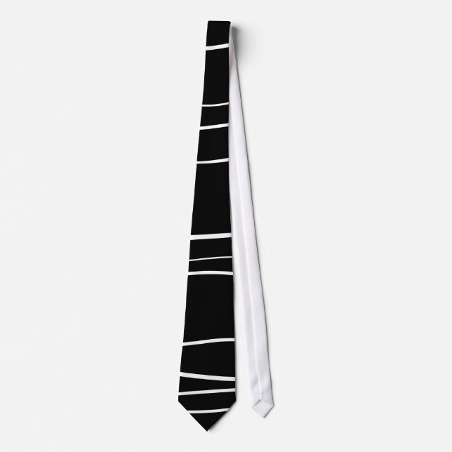 Gravata Linhas brancas (preto) (Frente)