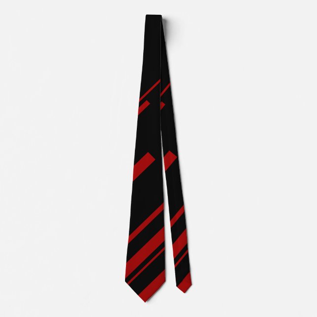Gravata Linhas Diagonais em Vermelho e Negro (Frente)