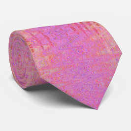 Gravata Linhas Onduladas Rosa e Laranja Abstratas Retrô