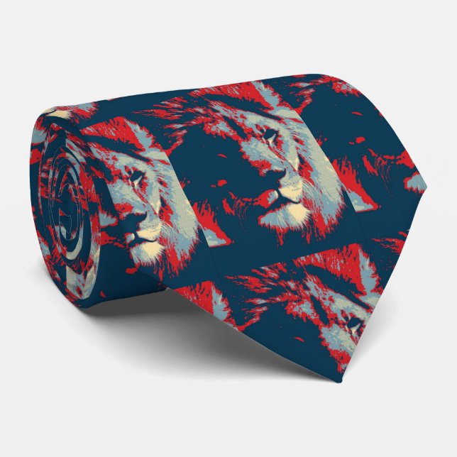 Gravata Lion de pop Art (Rolled)