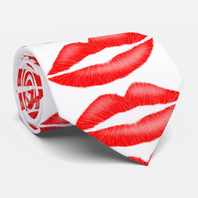 Gravata Lipstick Red Seductive Female Lábios Tie (Rolled)
