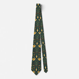 Gravata Lírio Dourado Vintage Pré-Rafaelita de William Mor