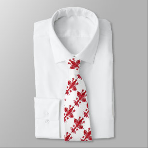 GRAVATA LÍRIO/VERMELHO FLORENTINOS ANTIGOS FLEUR DE LISE,