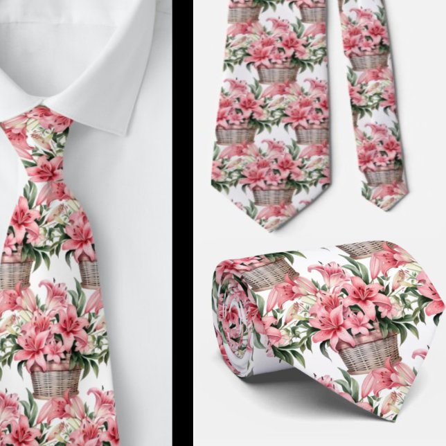 Gravata Lírios rosa no cesto (Criador carregado)