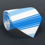 Gravata Listra azul e branca<br><div class="desc">Este laço caracteriza um azul médio horizontal,  luz - design listrado do azul,  e o branco.</div>