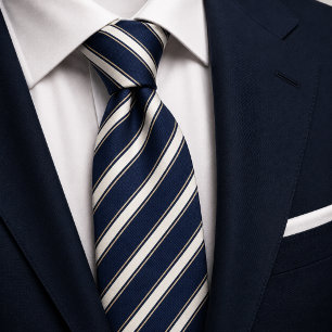 Gravata Listra Azul Marinho Old Money