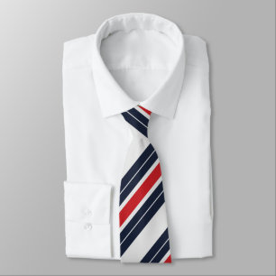 Gravata Listra de Bala Azul Marinho Vermelho Branco