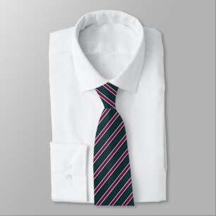 Gravata Listra Diagonal Moderna em Azul-Ciano e Magenta