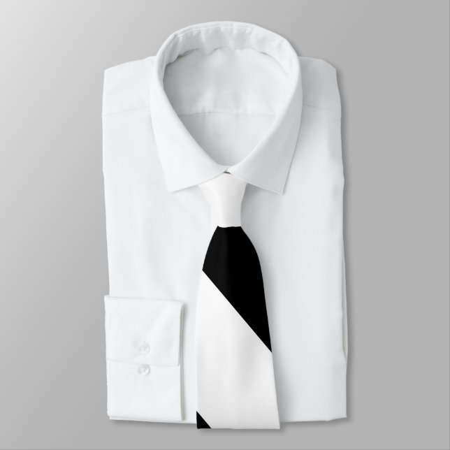 Gravata Listra larga preto e branco da universidade (Amarrado)