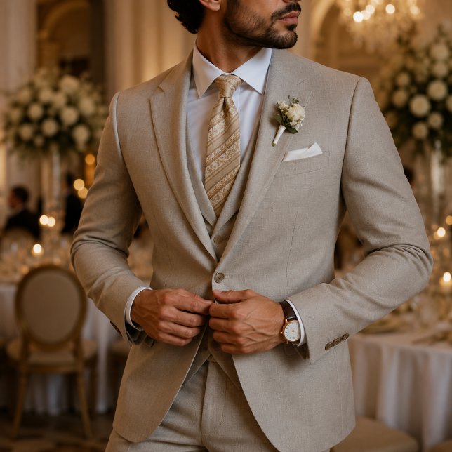 Gravata Listra Regency em Dourado Champanhe (Criador carregado)
