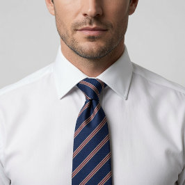 Gravata Listrada Clássica Azul Marinho e Vermelha