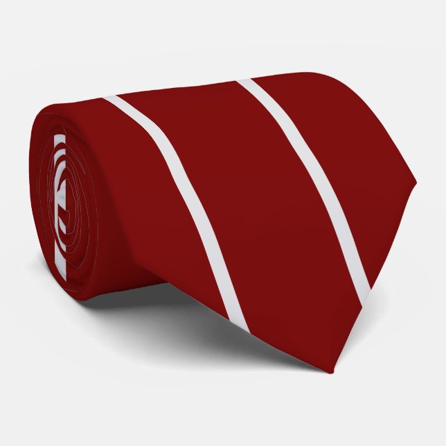 Gravata Listrada Vermelha Clássica Marrom Branco  (Rolled)