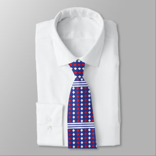 Gravata Listrado de Diamante Vermelho Branco