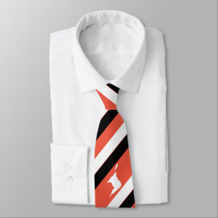 Gravata Listrado Vermelho Branco Preto com Mapa de Trinida