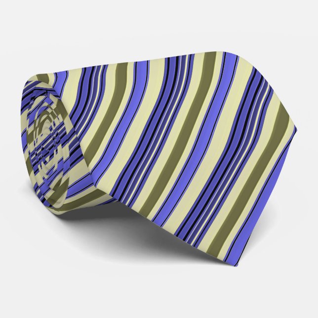 Gravata Listras - Azul Roxo Amarelo Verde (Rolled)
