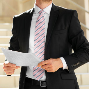 Gravata Listras clássicas do rosa e do marinho