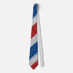 Gravata Listras de Brilho Vermelho Branco Azul Patrióticas