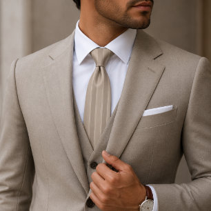 Gravata Listras de Jacquard Luxuoso de Arenito e Bege