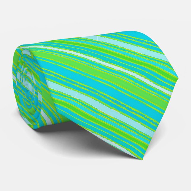 Gravata Listras de Turquesa Água Verde Lima Tendência (Rolled)